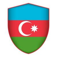 Azerbaijan flag in shield shape. Vector illustration.