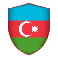 Azerbaijan flag in shield shape. Vector illustration.