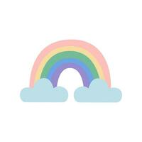 plano pastel arco iris y nubes vector logo