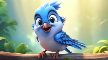 a cute little Jay in Disney cartoon style. Generative AI photo