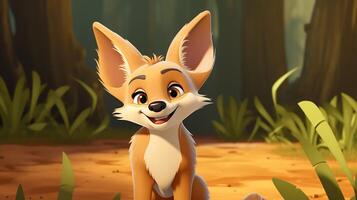 a cute little Jackal in Disney cartoon style. Generative AI photo