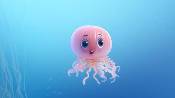 a cute little Jellyfish in Disney cartoon style. Generative AI photo