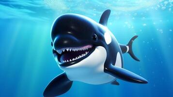 a cute little Killer Whale in Disney cartoon style. Generative AI photo