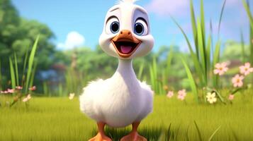 a cute little Goose in Disney cartoon style. Generative AI photo