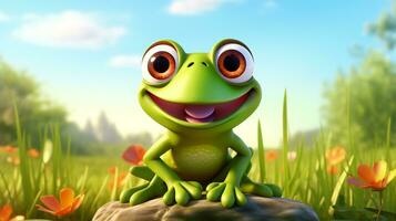 a cute little Frog in Disney cartoon style. Generative AI photo