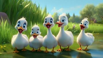 a cute little Geese in Disney cartoon style. Generative AI photo