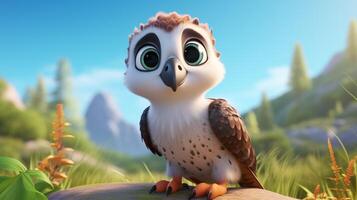 a cute little Falcon in Disney cartoon style. Generative AI photo