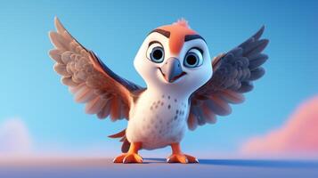 a cute little Falcon in Disney cartoon style. Generative AI photo