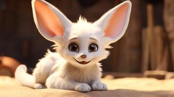 a cute little Fennec Fox in Disney cartoon style. Generative AI photo