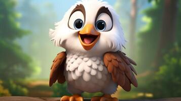 a cute little Eagle in Disney cartoon style. Generative AI photo