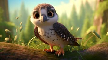 a cute little Falcon in Disney cartoon style. Generative AI photo