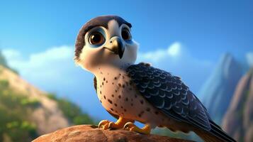 a cute little Falcon in Disney cartoon style. Generative AI photo