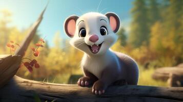 a cute little Ferret in Disney cartoon style. Generative AI photo