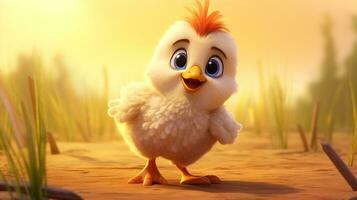 a cute little Chicken in Disney cartoon style. Generative AI photo