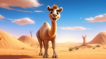 a cute little Camel in Disney cartoon style. Generative AI photo