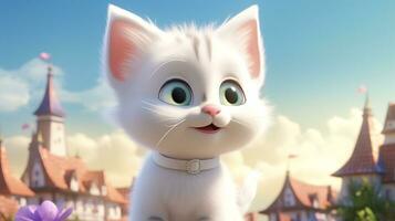 a cute little Cat in Disney cartoon style. Generative AI photo