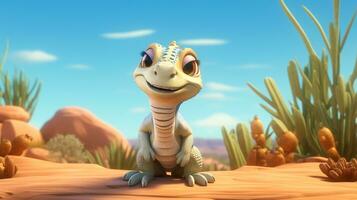 un linda pequeño Desierto iguana en disney dibujos animados estilo. generativo ai foto