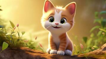 a cute little Cat in Disney cartoon style. Generative AI photo