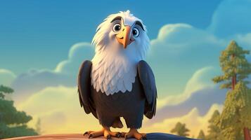 a cute little Bald Eagle in Disney cartoon style. Generative AI photo