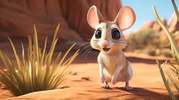 a cute little Kangaroo Rat in Disney cartoon style. Generative AI photo