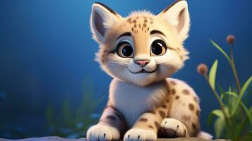 a cute little Lynx in Disney cartoon style. Generative AI photo