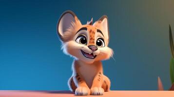 a cute little Lynx in Disney cartoon style. Generative AI photo