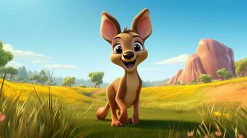 a cute little Kangaroo in Disney cartoon style. Generative AI photo