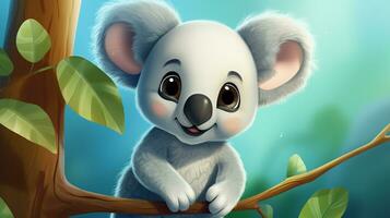 a cute little Koala in Disney cartoon style. Generative AI photo