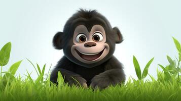 a cute little Gorilla in Disney cartoon style. Generative AI photo