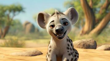 un linda pequeño hiena en disney dibujos animados estilo. generativo ai foto