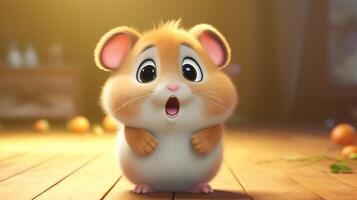 a cute little Hamster in Disney cartoon style. Generative AI photo