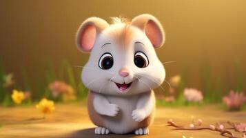 a cute little Hamster in Disney cartoon style. Generative AI photo