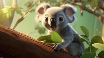 a cute little Koala in Disney cartoon style. Generative AI photo