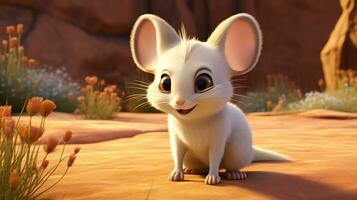 a cute little Kangaroo Rat in Disney cartoon style. Generative AI photo