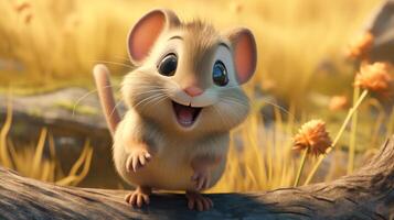 a cute little Gerbil in Disney cartoon style. Generative AI photo