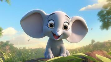 a cute little Elephant in Disney cartoon style. Generative AI photo