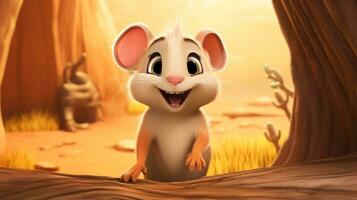 a cute little Gerbil in Disney cartoon style. Generative AI photo