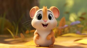 a cute little Gerbil in Disney cartoon style. Generative AI photo