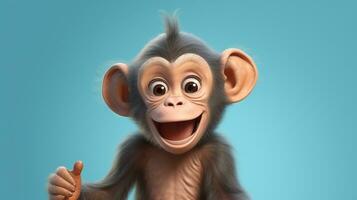 un linda pequeño chimpancé en disney dibujos animados estilo. generativo ai foto