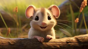 a cute little Cane Rat in Disney cartoon style. Generative AI photo