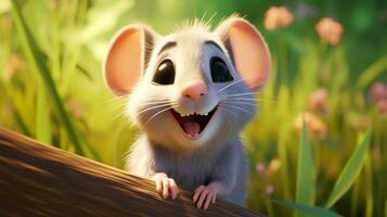 a cute little Cane Rat in Disney cartoon style. Generative AI photo