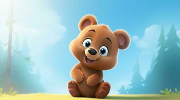 un linda pequeño oso en disney dibujos animados estilo. generativo ai foto