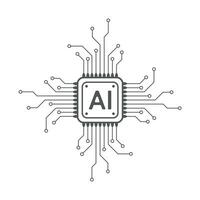 Artificial intelligence circuit line style. Machine learning design. Smart network digital technology. AI. Vector illustration