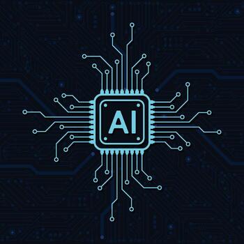 artificial inteligencia circuito línea estilo. máquina aprendizaje diseño. inteligente red digital tecnología. ai. vector ilustración