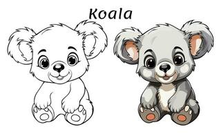 Cute Koala Bear Animal Coloring Book Illustration vector