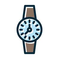 Casual Watch Vector Thick Line Filled Dark Colors Icons For Personal And Commercial Use.