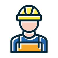 Builder Male Vector Thick Line Filled Dark Colors Icons For Personal And Commercial Use.