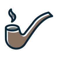 Smoking Pipe Vector Thick Line Filled Dark Colors Icons For Personal And Commercial Use.
