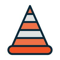 Traffic Cone Vector Thick Line Filled Dark Colors Icons For Personal And Commercial Use.