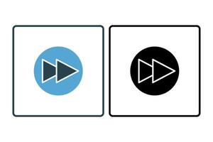 Fast forward icon. arrow direction.  icon related to speed. suitable for web site, app, user interfaces, printable etc. Solid icon style. Simple vector design editable
